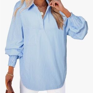 Elegant Blue Striped Women's Blouse